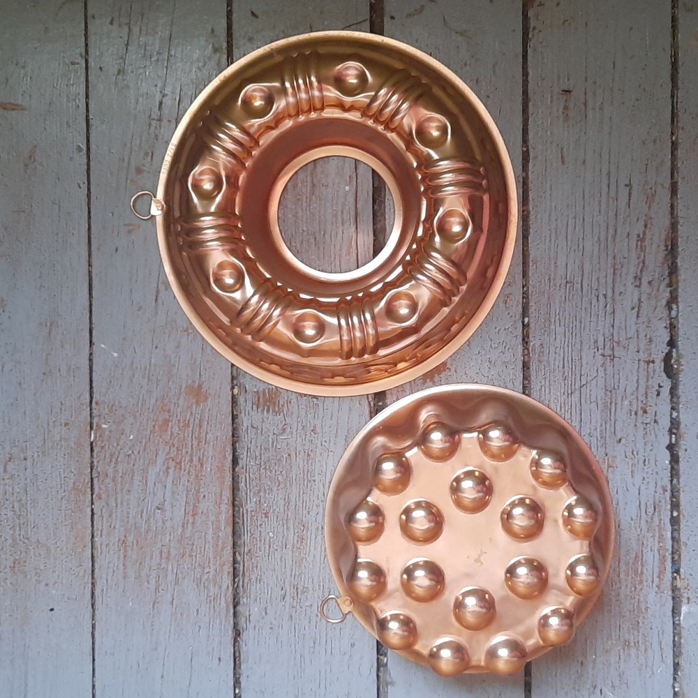 Two Antique Copper Jello Molds
